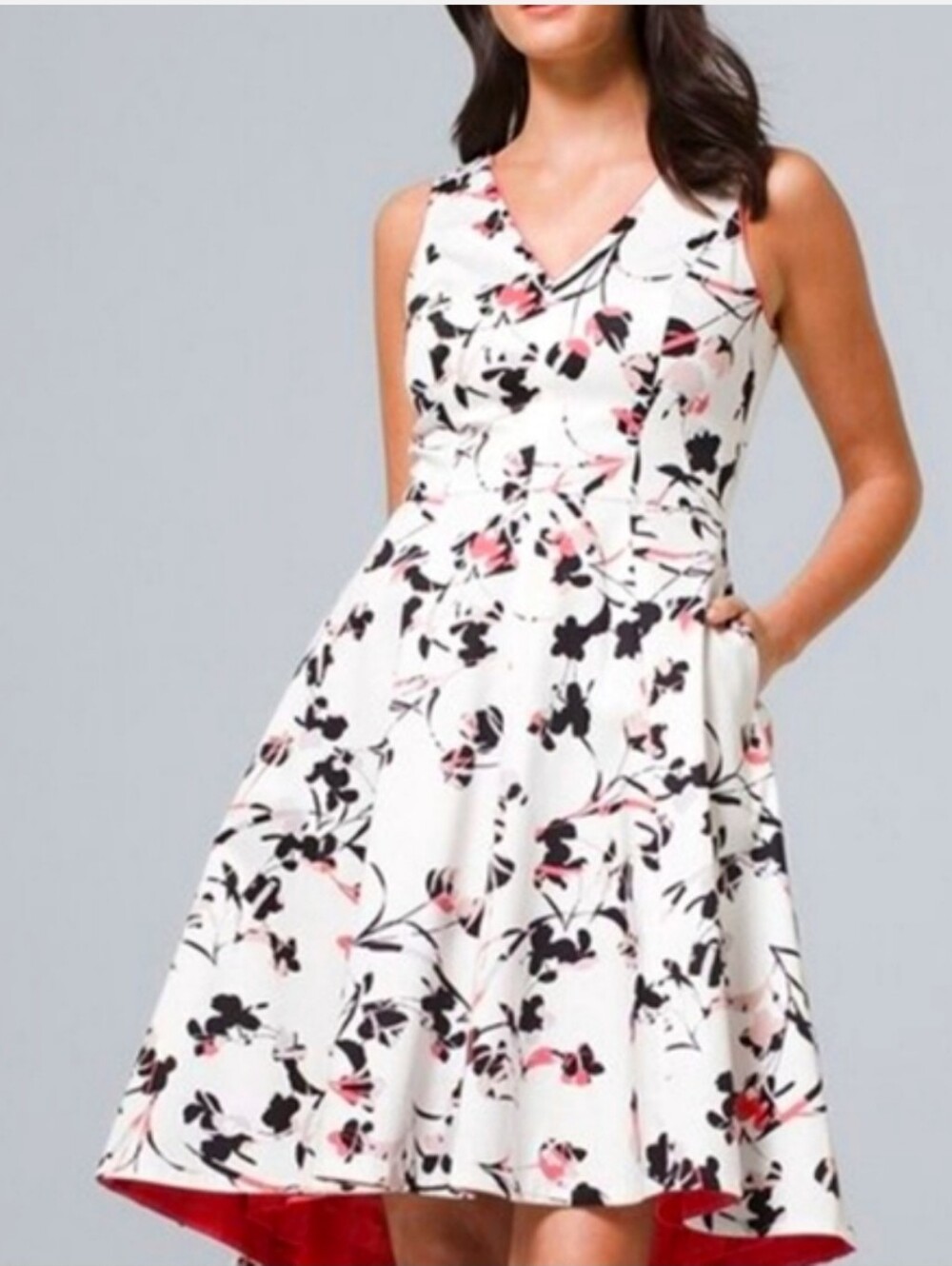 WHITE HOUSE BLACK MARKET WHBM FIT AND FLARE DRESS SLEEVELESS WOMEN SIZE 4 COTTON